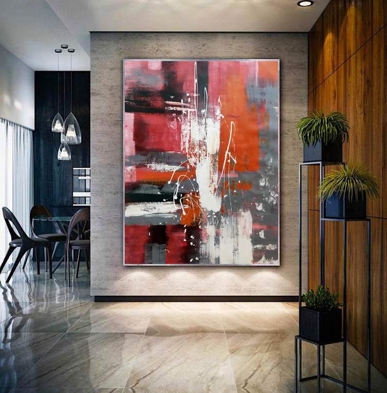 red gray wall art